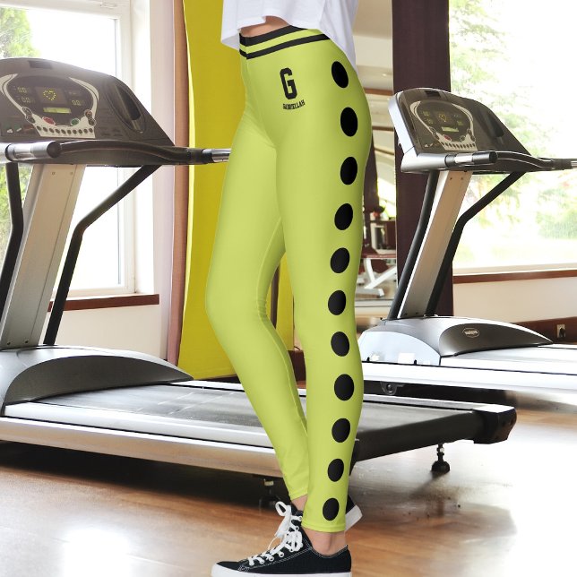 Angepasstes Apfelgrün-Schwarzes-Polka-Dot-Muster Leggings (Von Creator hochgeladen)