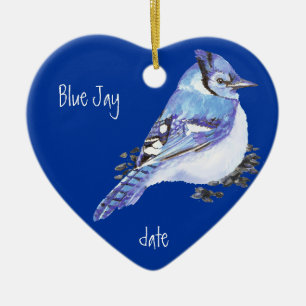 Angepasstes blauer Jay-Bird-Tier Keramikornament
