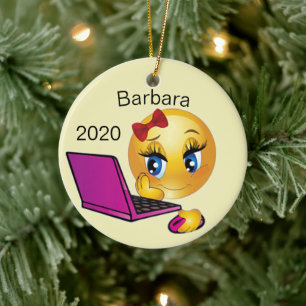 Angepasstes Computer Mädchen Weihnachten Keramik Ornament
