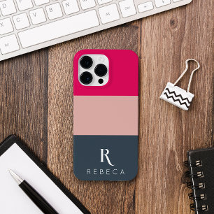 Angepasstes Drei-Farben-Block Rosa Himbeere grau Case-Mate iPhone 14 Pro Max Hülle