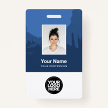 Angepasstes Foto des Mitarbeiters, Qr-Code, Logo,