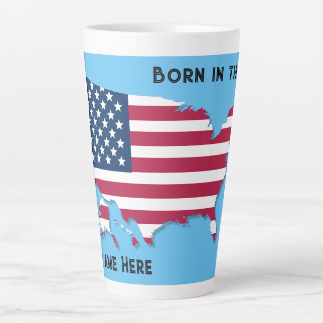 Angepasstes Geborenes Flag USA Red White Blue Milchtasse (Vorderseite)
