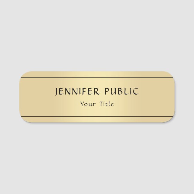 Angepasstes Gold Look Modernes Template Rectangle Namensschild (Vorderseite)