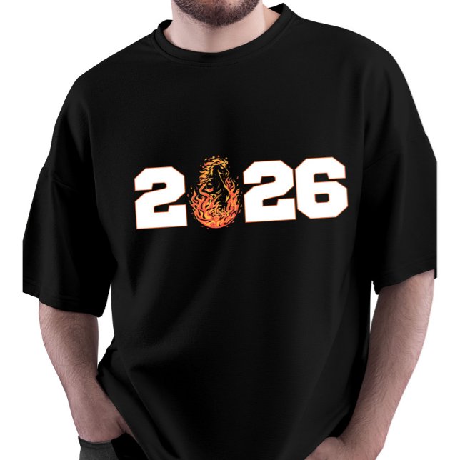 Angepasstes Jahr des Feuerpferdes 2026 Neues Jahr T-Shirt (Von Creator hochgeladen)