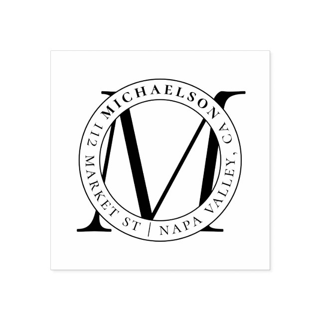 Angepasstes modernes Monogramm | Rücksendeadresse  Gummistempel (Prägung)