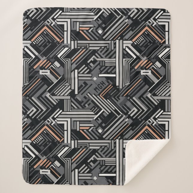 Angepasstes Monogramm Abstraktes Industriemuster Sherpadecke (Vorderseite)
