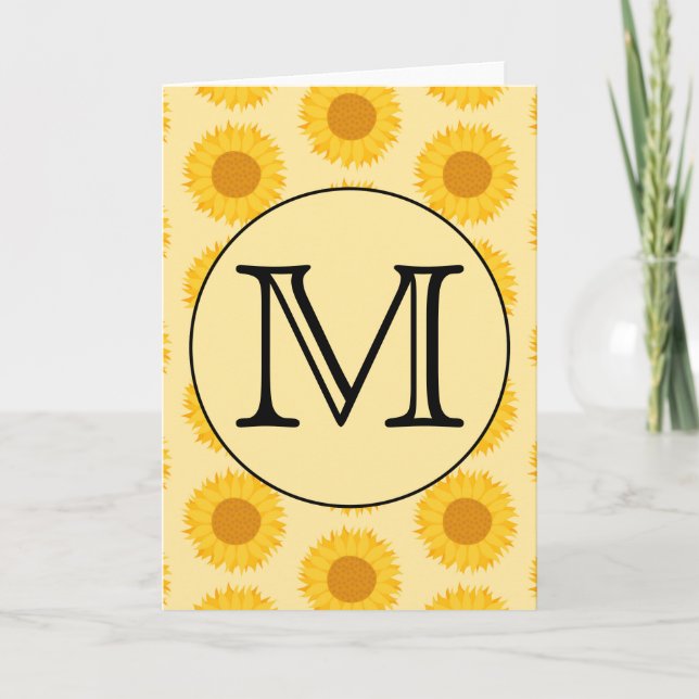 Angepasstes Monogramm mit gelben Sonnenblumen. (Vorderseite)