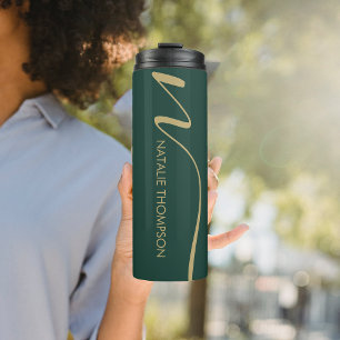 Angepasstes Monogramm mit Namen Smarald Green Gold Thermosbecher