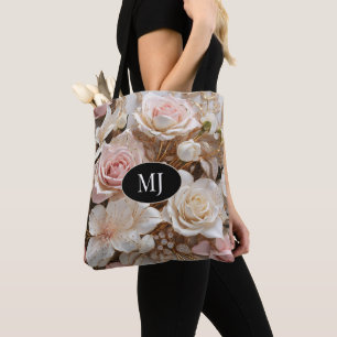 Angepasstes Monogramm rosa weißes Rosenflorentuch