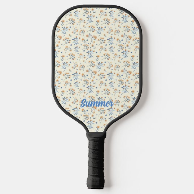 Angepasstes Muster für Vintage Wildblume Pickleball Schläger (Rückseite)