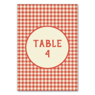 Angepasstes Muster für Vintages rotes Karton Tischnummer