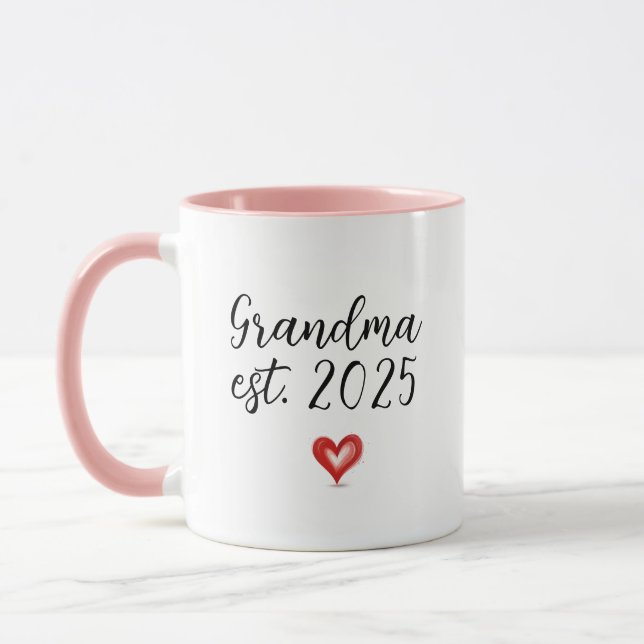 Angepasstes Oma Geschenk, Neu Oma, Est. 2025 Tasse (Links)