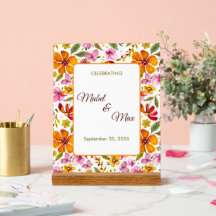 Angepasstes Partyschild Pink Orange Rot Floral