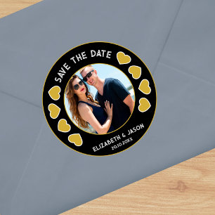 Angepasstes Save the Date Couple Foto Personalisie Runder Aufkleber