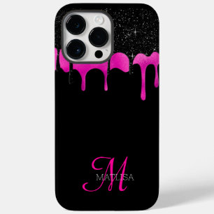Angepasstes Schwarz-Pink-Drift-Skript für Monogram Case-Mate iPhone 14 Pro Max Hülle