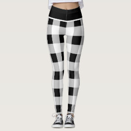 Angepasstes, Schwarz-weißes, grau-kariertes Muster Leggings
