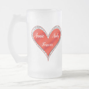 Angepasstes Valentintagsherz mit Spitzen Mattglas Bierglas