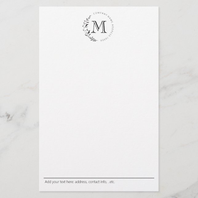 Angepasstes Vintages Wreath-Monogramm Briefpapier (Vorderseite)