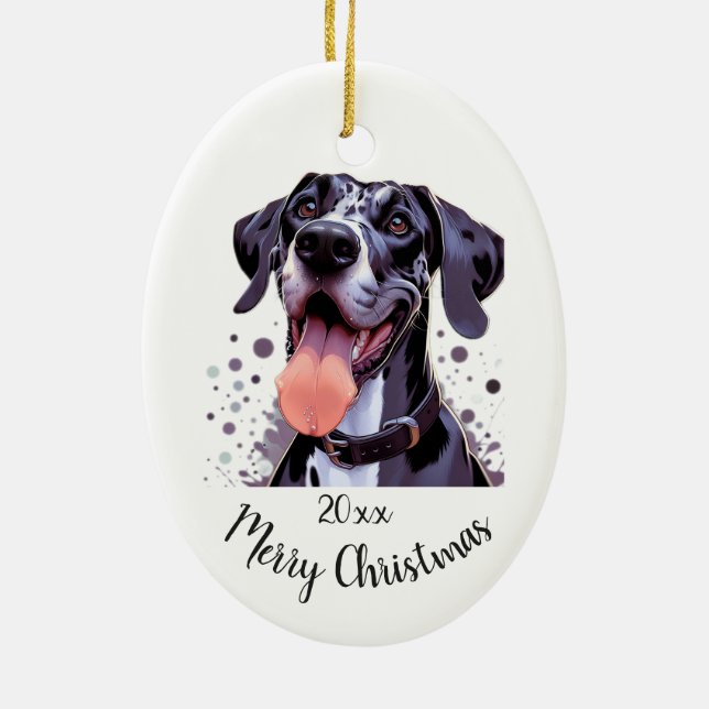 Angepasstes Weihnachtsfest Großer Dan Hund Tier Ti Keramik Ornament (Hinten)