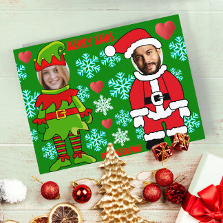 Angepasstes Weihnachtsgesicht für den Elf und den Postkarte