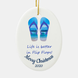 Angepasstes Weihnachtsleben besser in Flip Flops Keramik Ornament