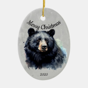 Angepasstes Weihnachtsschwarzbärtier Keramik Ornament
