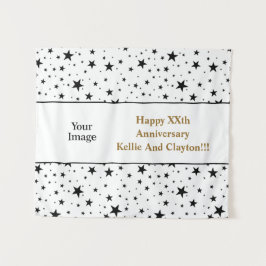 Angepasstes Weißes/Schwarzes Foto-Jubiläum Wandteppich