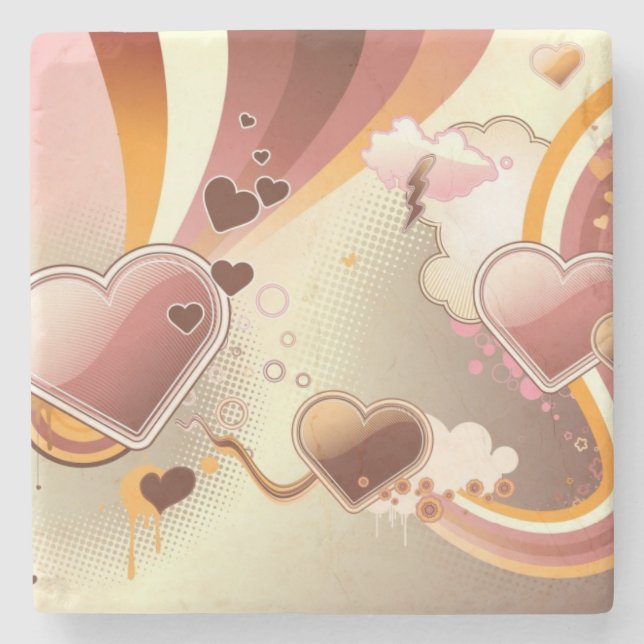 Angeredeter Entwurfshintergrund Steinuntersetzer (Vorderseite)