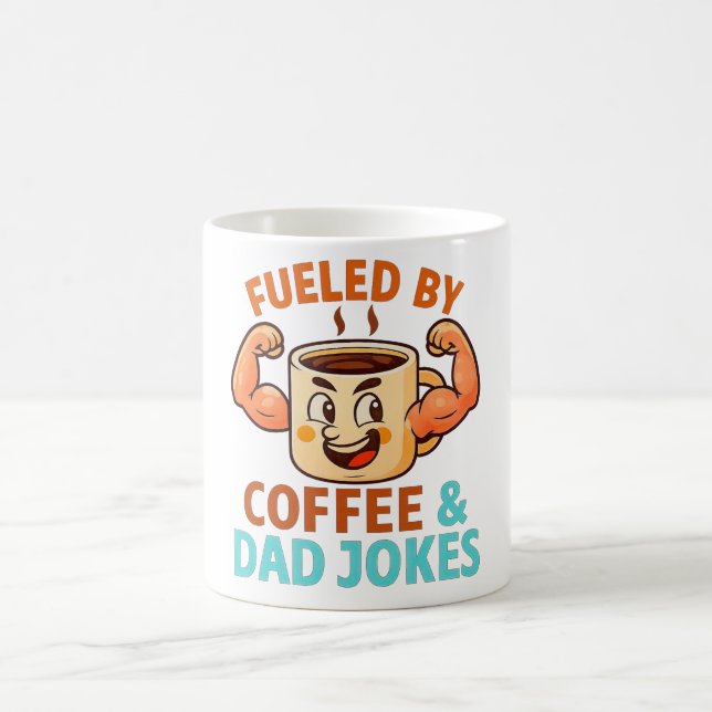 Angeregt durch Kaffee & Vater Jokes Funny Vatertag Kaffeetasse (Mittel)
