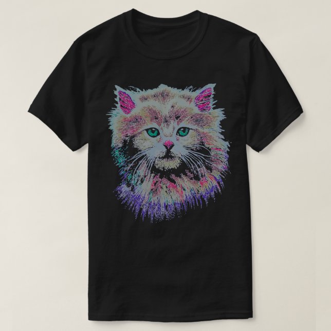 Angesagt 80er Crazy Lady Retro Cat T-Shirt (Design vorne)