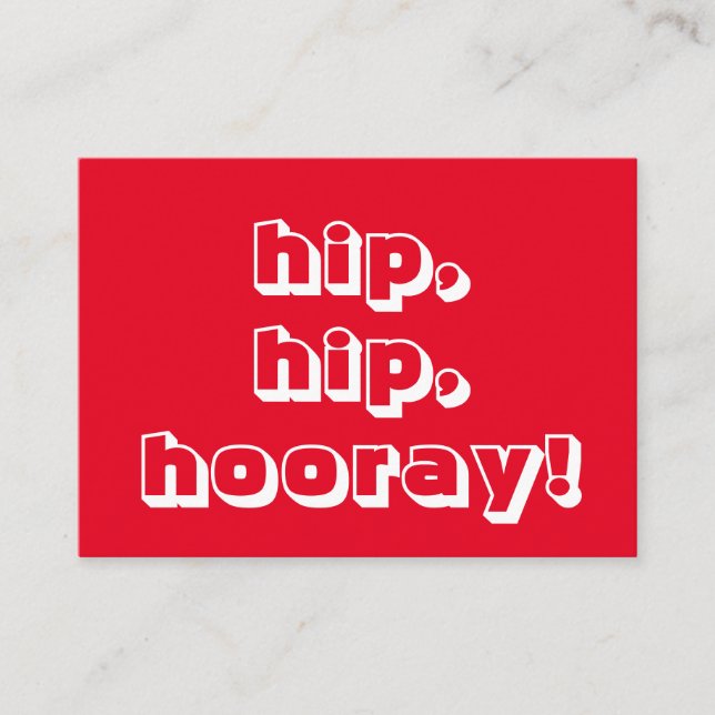 angesagt, angesagt, stundenlang! Glückwunsch, rote Hinweiskarte (Vorderseite)