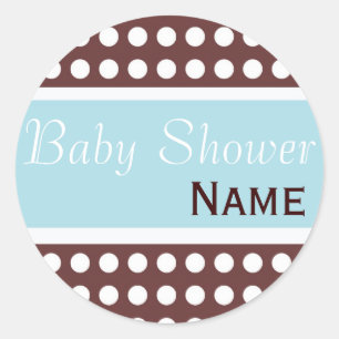 Angesagt-Blue-and-Brown-Baby-Duschkleber Runder Aufkleber