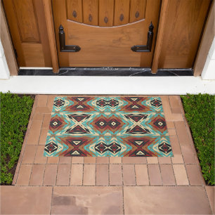 Angesagt Brown Aqua Türkis Blaues Orange Kunst Fußmatte