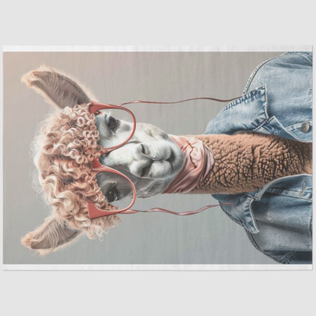 Angesagt Chick Llama Decoupage Seidenpapier (Vorderseite)