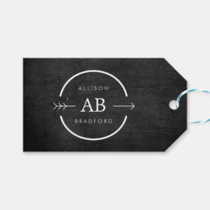 ANGESAGT- & EDGY-MONOGRAM-LOGO mit ARROW auf SCHWA Geschenkanhänger