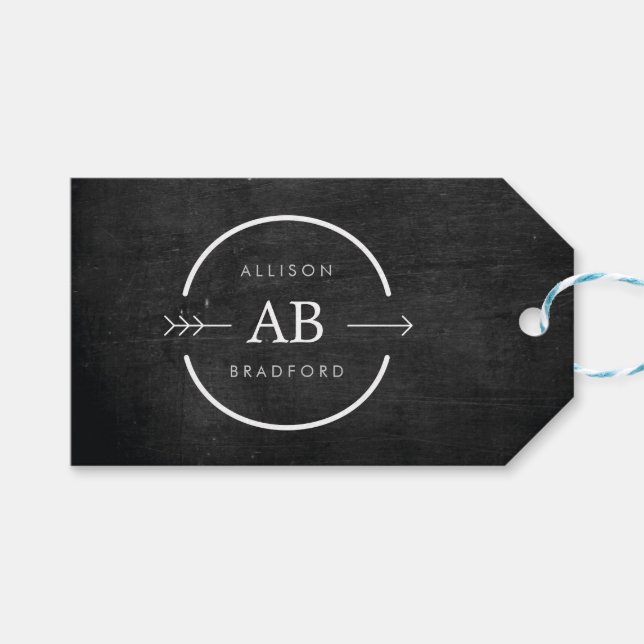 ANGESAGT- & EDGY-MONOGRAM-LOGO mit ARROW auf SCHWA Geschenkanhänger (Vorderseite (Horizontal))