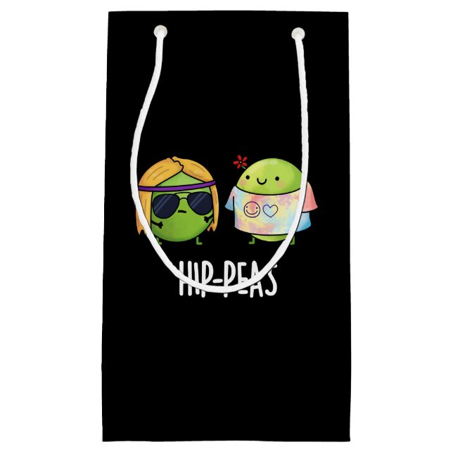 Angesagt-Erbsen Funny Hippie Peas Pun Dark BG Kleine Geschenktüte (Vorderseite)