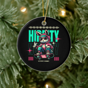 Angesagt-Hop-Hoppity - Skater Bunny Oster Keramik Ornament