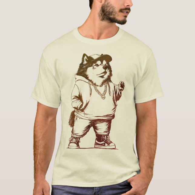 Angesagt-Hop Malamute Dog Streetwear Design T-Shirt (Vorderseite)