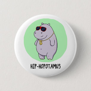 Angesagt-Hopotamus Funny Hippo Pun Button