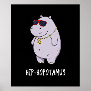 Angesagt-Hopotamus Funny Hippo Pun Dark BG Poster
