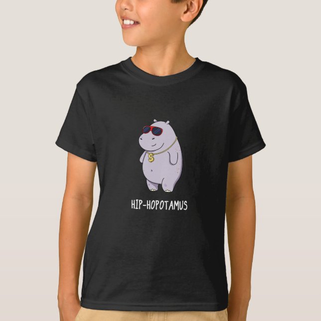 Angesagt-Hopotamus Funny Hippo Pun Dark BG T-Shirt (Vorderseite)