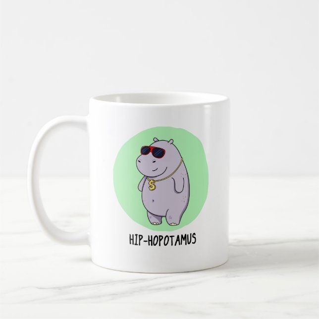 Angesagt-Hopotamus Funny Hippo Pun Kaffeetasse (Links)