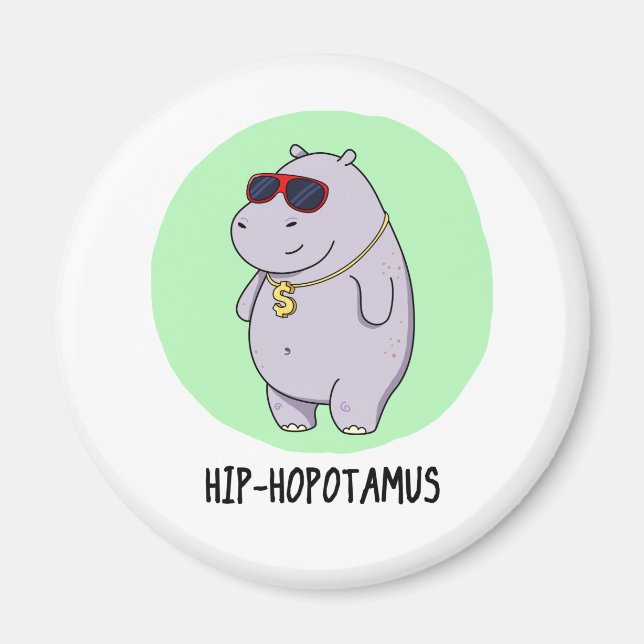 Angesagt-Hopotamus Funny Hippo Pun Magnet (Vorne)