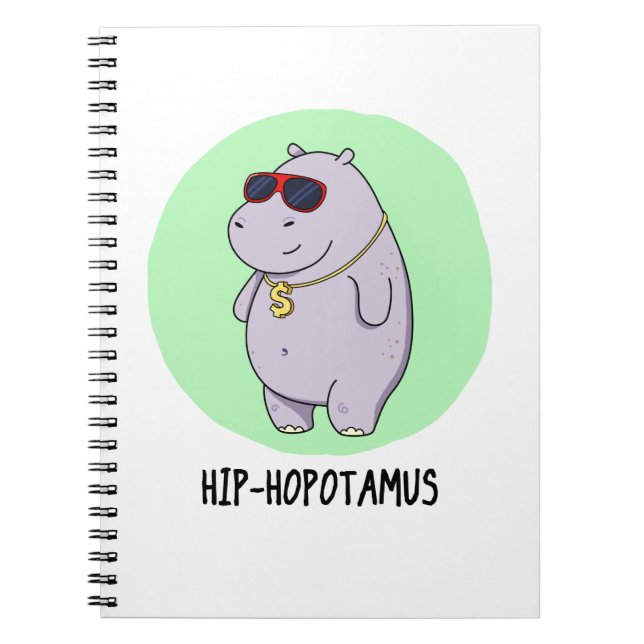 Angesagt-Hopotamus Funny Hippo Pun Notizblock (Vorderseite)