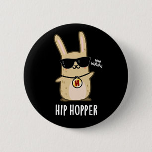 Angesagt Hopper Funny Bunny Rabbit Puck Dark BG Button