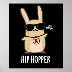 Angesagt Hopper Funny Bunny Rabbit Puck Dark BG Poster