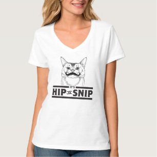 Angesagt Kitty-Damen V-Hals T-Shirt schnippeln