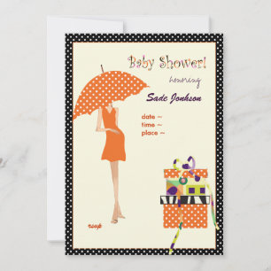 Angesagt Mama Baby Dusche/ Orange/Polka Punkte Einladung