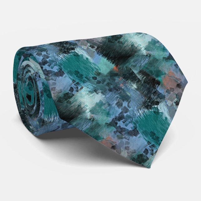Angesagt Moderne, Aquamarine Grüne Violette Blaue  Krawatte (Gerollt)